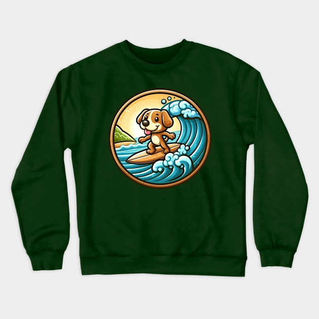 Surfing dog Crewneck Sweatshirt by The Artful Barker